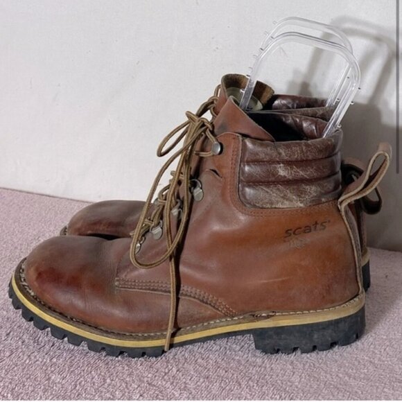 Vintage Scats Matterhorn Brown Leather Lace Up Hiking Mountaineering Boots 8 - Picture 3 of 15